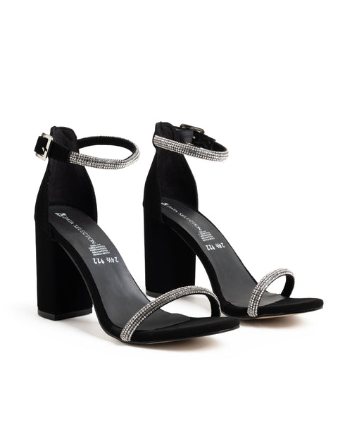 Sandalia Negra Glitter Strip 922R